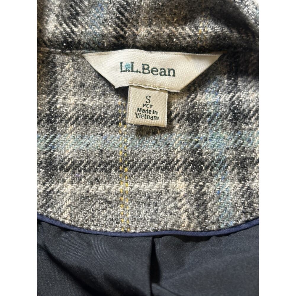 LL Bean Womens Sm Blazer Jacket Herringbone Tweed Wool Silk Snaps Elbow Patches - Picture 8 of 8